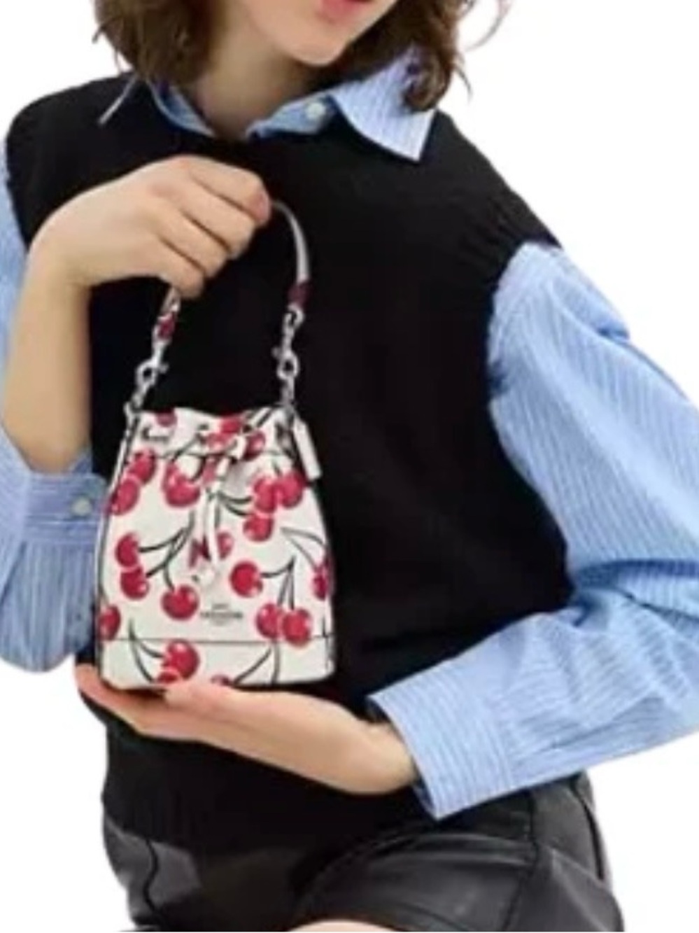 Coach MINI BUCKET BAG WITH CHERRY PRINT